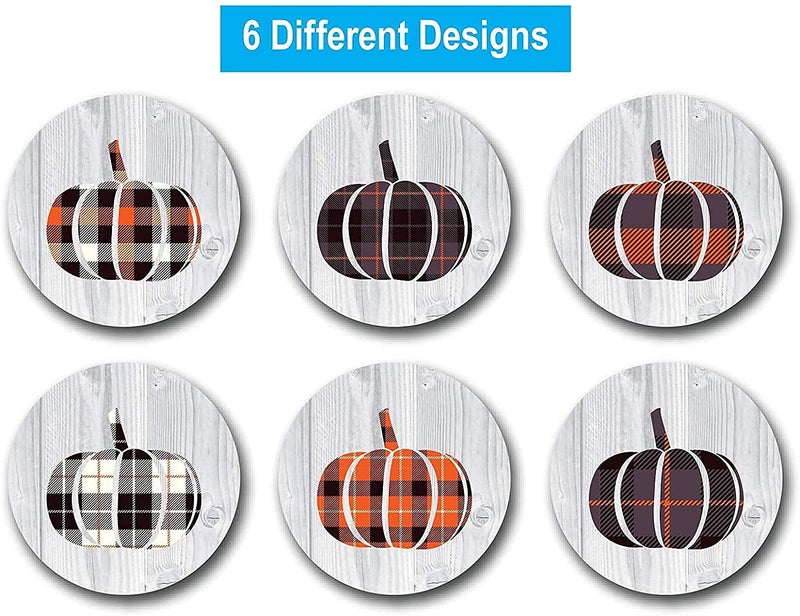 SBlabels Pumpkin Harvest Stickers / 6 Alternating Plaid Pumpkin Fall Designs / 500 Halloween Stickers / 1.5" Autumn Labels/Thanksgiving Flannel Pumpkins - Image 2